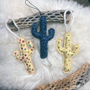 Handmade all recycled material Cactus Christmas ornaments. Listing for 1.